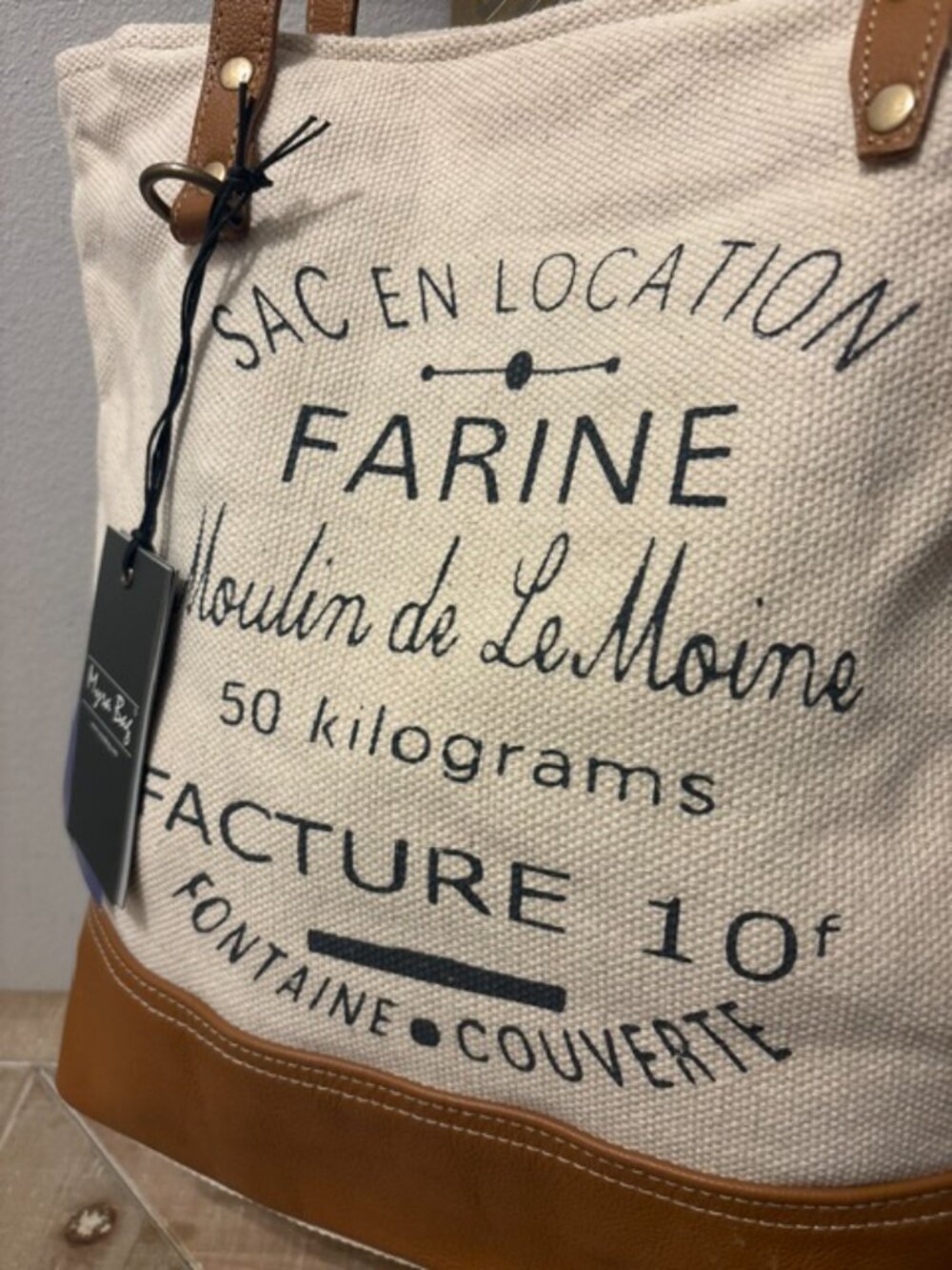 NEW Myra Farine Canvas Tote Bag French Flour Sack Western Boho - Picture 5 of 5